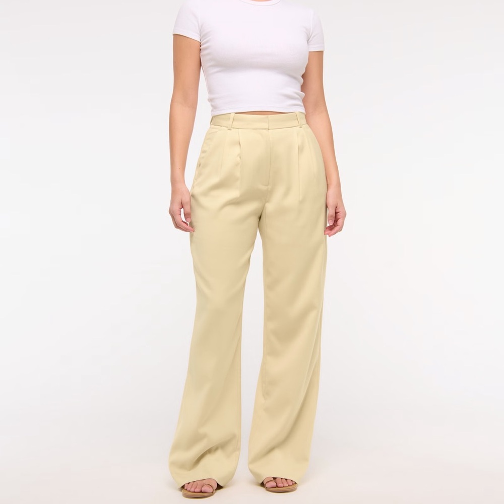 Abercrombie & Fitch Women's Size 12 Yellow Ultra Wide Leg Trousers High Rise